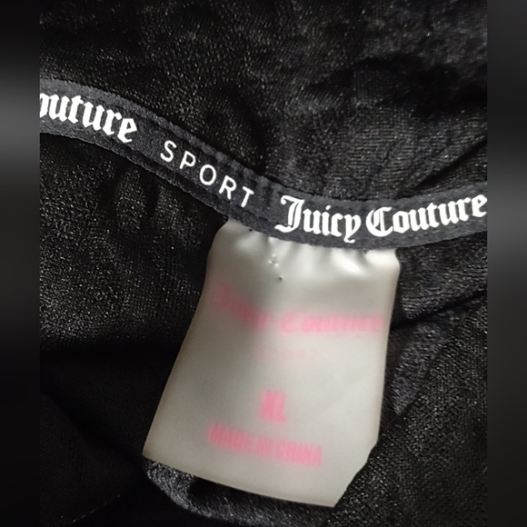 Juicy Couture Sweatshirt Sporty Black Long Sleeve Textured Top size XL - Picture 8 of 11